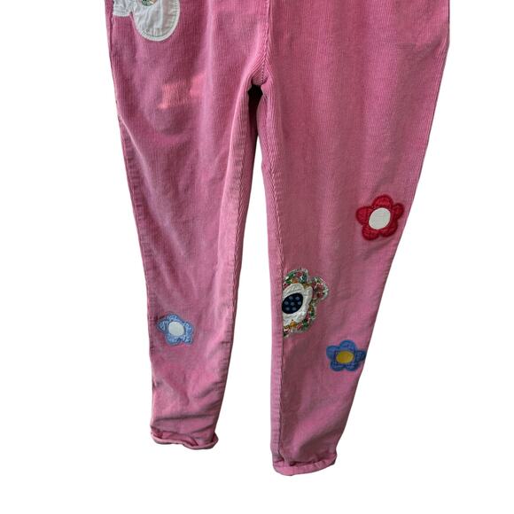Boden Pink Corduroy Overalls Embroidered Flower Patches Kid Teen Size Age 13-14Y - Picture 5 of 16